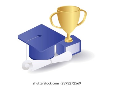 Achievement school graduation trophy illustration concept
