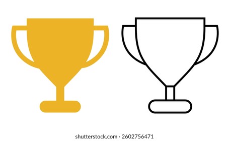 achievement sign, champions cup sign trophy yellow color outline vector design