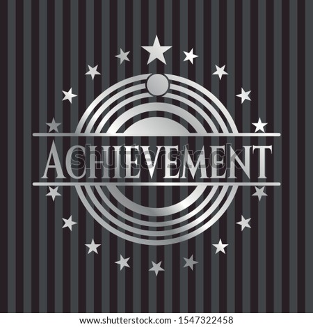 Achievement silver emblem. Vector Illustration. Mosaic.
