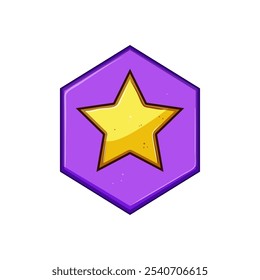 achievement star badge cartoon. pin medal, distinction accolade, decoration merit achievement star badge sign. isolated symbol vector illustration