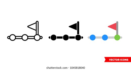 Achievement step icon of 3 types: color, black and white, outline. Isolated vector sign symbol.