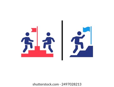 achievement steps icons. isolated vector symbols with flags for improvement and success.