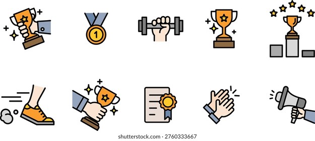 Achievement and Success Flat Icons Set