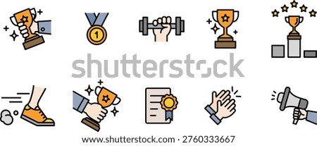 Achievement and Success Flat Icons Set