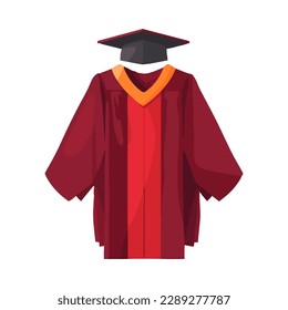 Achievement symbolized by graduation gown icon isolated