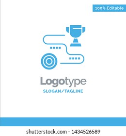 Achievement, Target, Success, Path, Win Blue Solid Logo Template. Place for Tagline