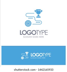 Achievement, Target, Success, Path, Win Blue Solid Logo with place for tagline