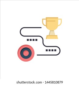 Achievement, Target, Success, Path, Win  Flat Color Icon. Vector icon banner Template
