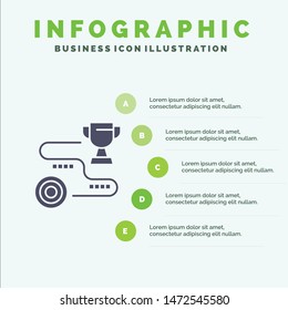 Achievement, Target, Success, Path, Win Solid Icon Infographics 5 Steps Presentation Background