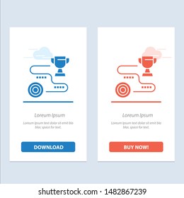 Achievement, Target, Success, Path, Win  Blue and Red Download and Buy Now web Widget Card Template