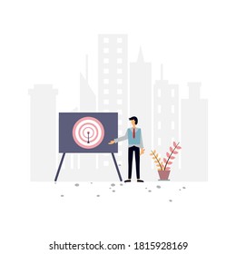 El logro tiene como objetivo la ilustración plana.Plantilla de diseño de vectores.Adecuada para página de inicio, ui, sitio web, aplicación móvil, editorial, afiche, volante, artículo y banner.