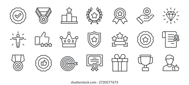Achievement thin line icons. Icon for design infographic, website, banner, brochure, presentation, logo, app, ui, ux etc. Vector illustration