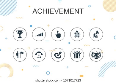 achievement trendy Infographic template. Thin line design with progress, performance, goal, success icons