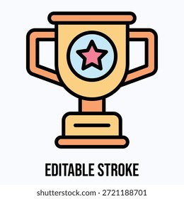 Achievement Trophy Award Isolated Vector Lineal Colour Style Icon Editable Stroke