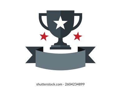 Achievement Trophy Icon Flat Design, champion trophy vector, victory cup icon, sports award trophy icon, winner trophy
