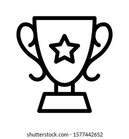 achievement trophy vector thin line icon 