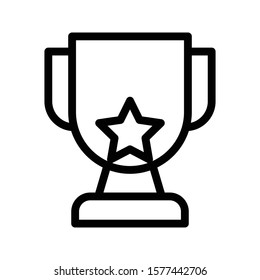 achievement trophy vector thin line icon 