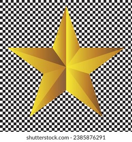 Achievement Vector Star. Yellow Sign. Golden Decoration Symbol. 3d Shine Icon 