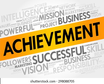 Achievement word cloud, business concept