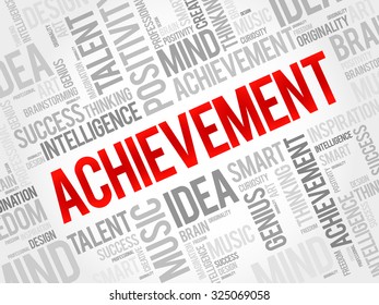 Achievement word cloud, business concept