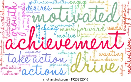 Achievement word cloud on a white background. 