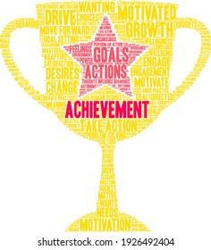Achievement word cloud on a white background. 