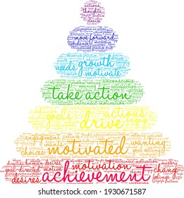 Achievement word cloud on a white background. 