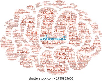 Achievement word cloud on a white background. 