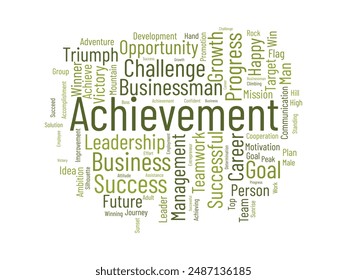 Achievement wordcloud template. Business concept vector background.