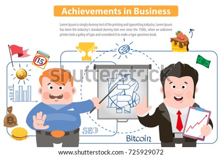 Achievements in business. Bitcoin, cryptocurrency concept. Vector infographics for business, presentations, advertising posters, flyers, banners and more.