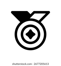 Logros. Icono de Vector de trazo delineado con detalles rellenos de negro.