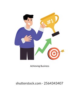 Achieving Business concept vector illustration. Business Collaboration isolated on white Background.