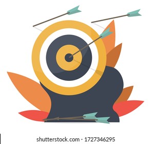 Achieving business goals. Business concept vector illustration Target with an arrow, hit the target, goal achievement. Flat cartoon isolated vector object illustration.