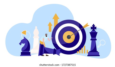 Achieving business goals. Business concept vector illustration Target with an arrow, hit the target, goal achievement. Flat cartoon isolated vector object illustration.