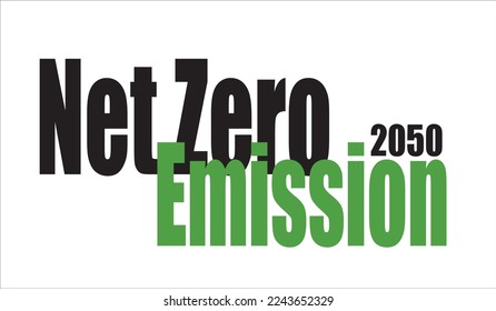 Achieving CO2 net zero emissions by 2050. Vector illustration outline flat design style.