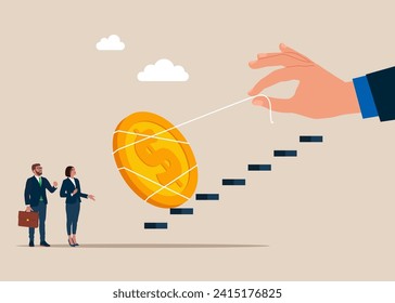 Achieving financial freedom, economic forecast concept. Vector illustration