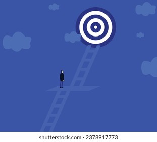 Achieving goal by climbing stairs illustration