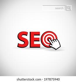 Achieving goal. SEO Vector image over white background.