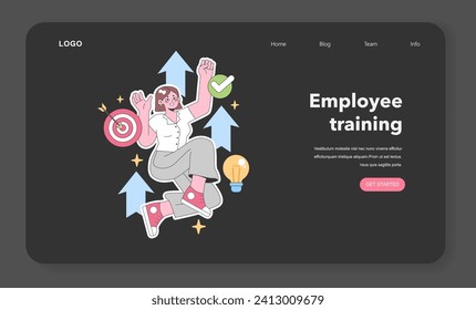 Achieving goals with precision. Energetic woman hits the target, celebrates success, and brightens with innovative ideas. Target, accomplishment, illumination. Flat vector illustration