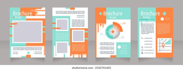 Achieving market success blank brochure design. Template set with copy space for text. Premade corporate reports collection. Editable 4 paper pages. Ubuntu Condensed, Arial Regular fonts used