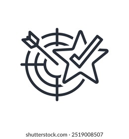 Alcançando novo sucesso.  Alta posição ou crescimento de carreira, alcançar o topo e superar dificuldades, novas oportunidades, ícone linear vetor isolado no fundo branco.