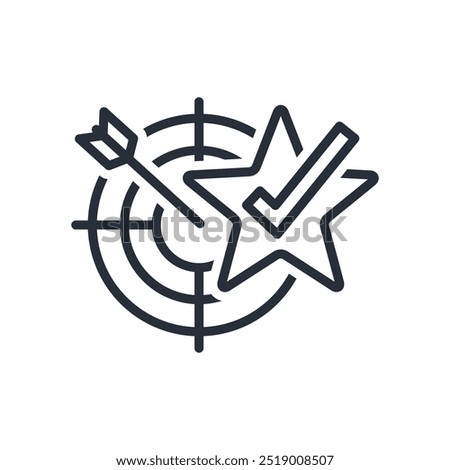 Achieving new success.  High position or career growth, reaching the top and overcoming difficulties, new opportunities,Vector linear icon isolated on white background.