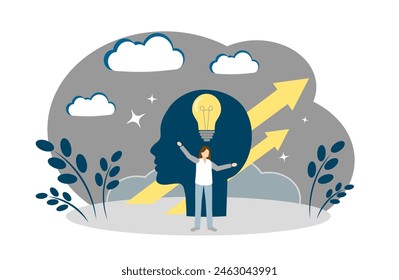 Achieving success. Good idea. Solution to the problem. Positive thinking. good attitude
