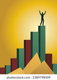 Achieving success, growing statistical data, conceptual vector illustration