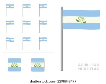 Achillean Pride Flag Waving Animation App Icon Vector
