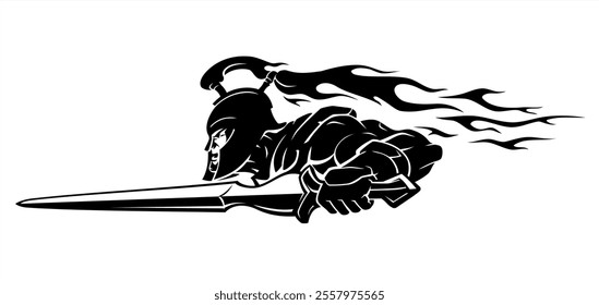 Achilles, enraged Greek god of war. Flamed fury Illustration