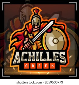 Achilles greek mascot. esport logo design