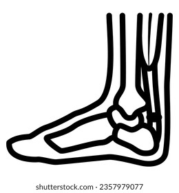 Achilles heel line icon, Human diseases concept, leg with a sore ankle sign on white background, human feet with pain symbol on Achilles heel in outline style for mobile. Vector graphics