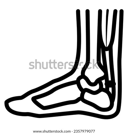 Achilles heel line icon, Human diseases concept, leg with a sore ankle sign on white background, human feet with pain symbol on Achilles heel in outline style for mobile. Vector graphics