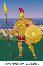 Achilles near the Greek camp on the Trojan shore. 